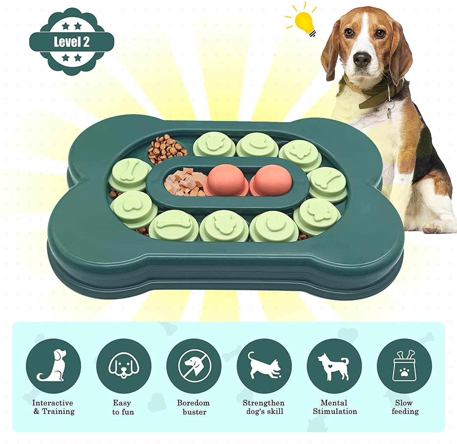 Heiheiup Square Dog Puzzle Toy Dogs Brain Stimulation Mentally Stimulating  Toys Puppy Train Food Dispenser Interactive Game For Training Chewer Small  Dog Water Bowl 