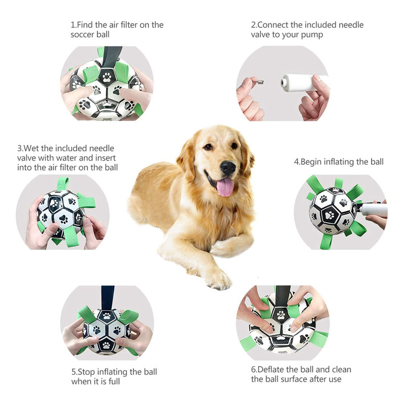 Soccer Ball with Grab Tabs Interactive Dog Toys for Tug of War, Outdoor,  Parks, Swimming Pools for Fun Training